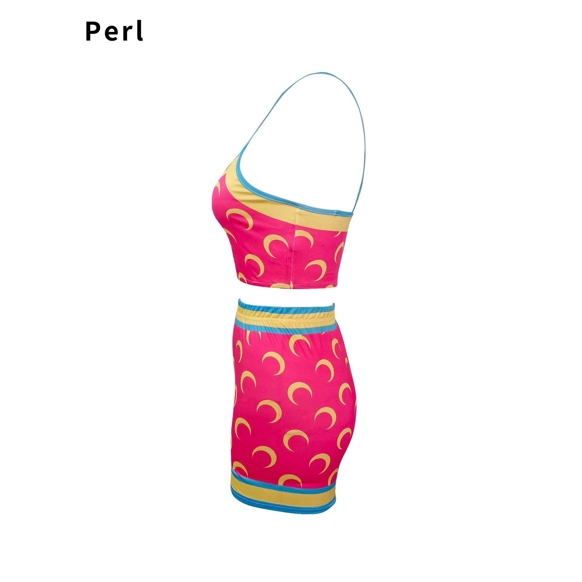 Ensemble deux pièces tendance Perl Moon Sling, haut court et short, ensemble deux pièces assorti, tenue décontractée, pour femmes, ensemble 2 pièces 2022